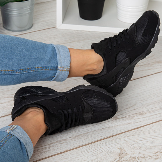 EMMA All Black Lace Up Trainers