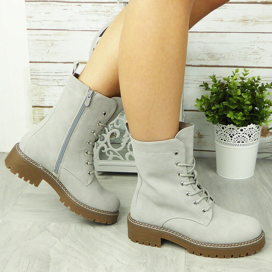   MALAI Grey Ankle Rider Combat Army Boots  