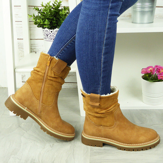 MACI Camel Ankle Fleece Lined Comfy Boots 