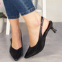 AIMY Black Pointy Court Sling Back Shoes 