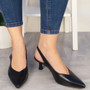 AIMY Black Pointy Court Sling Back Shoes 