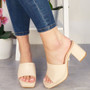 AZYA Beige Summer Mules Platform Sandals 