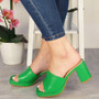 AZYA Green Summer Mules Platform Sandals 