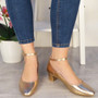 ASLI Champagne Court Mid Heel Office Shoes 