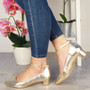 ASLI Gold Court Mid Heel Office Shoes 