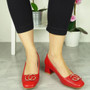 RAINA Red Work Casual Mid Block Shoes  