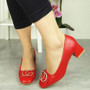 RAINA Red Work Casual Mid Block Shoes  