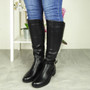 ALBERIA Black Mid Calf Biker Gusset Stretch Boots