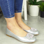 JUDE Silver Pumps Flat Cushion Comfy Shoes 