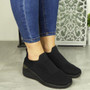 TOBY Black Jogging Plimsole Sock Trainers Sneakers