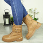 CLAYRA Camel Mid Calf Office Zip Boots