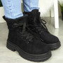 ZENEDA Black Ankle Lace Up Lined Boots