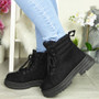 ZENEDA Black Ankle Lace Up Lined Boots