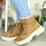 ZENEDA Camel Ankle Lace Up Lined Boots