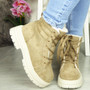 ZENEDA Khaki Ankle Lace Up Lined Boots