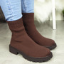 ANDLINA Brown Ankle Sock Mid Calf Boots
