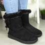 KATHRIN Black Ankle Elastic Faux Fur Boots