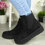 MEROOSA Black Ankle Gusett Chelsea Flat Zip Boots