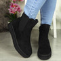 MEROOSA Black Ankle Gusett Chelsea Flat Zip Boots