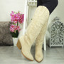 JOSIE Beige Cowboy Wide  Mid Calf Boots 