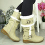 MARKITO Beige Mid Calf Warm Winter Boots