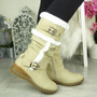 MARKITO Beige Mid Calf Warm Winter Boots