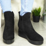 BENZORA Black Ankle Wedge Platform Zip Boots