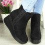 BENZORA Black Ankle Wedge Platform Zip Boots