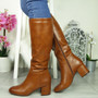 FELICITY Camel Mid Calf Zip Casual Boots