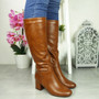 FELICITY Camel Mid Calf Zip Casual Boots