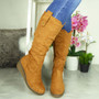 FRESTA Camel Mid Calf Rouched Zip Boots