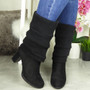 MONATIKA Black Mid Calf High Heel Zip boots