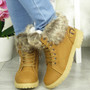 YURSHI Camel Ankle Winter Lace Up Boots