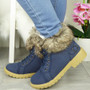 YURSHI Navy Ankle Winter Lace Up Boots