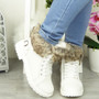 YURSHI White Ankle Winter Lace Up Boots