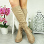 BENZOI Khaki Mid Calf Warm Chunky Heel Boots