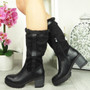 LECVIL Black MId Calf Faux Fur Zip Boots