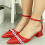 ELINE Red Pointy High Heel Court Party Shoes