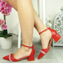 ELINE Red Pointy High Heel Court Party Shoes