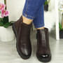 LUANN Brown Ankle Zip Comfy Winter Boots