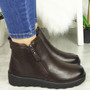 LUANN Brown Ankle Zip Comfy Winter Boots