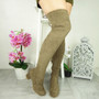 ANANZI Khaki Over The Knee Low Heel Boots