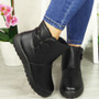 LALAH Black Ankle Winter Comfy Zip Shoes