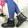 LALAH Black Ankle Winter Comfy Zip Shoes