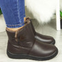 LALAH Brown Ankle Winter Comfy Zip Shoes