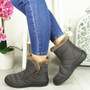 LIYLA Brown Winter Comfy Ankle Zip Boots