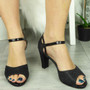 FRARAH Black Bridal Peeptoe Party Sandals