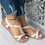 BALTY White Elastic Open Toes Sandals