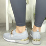 AZYLA Grey Sock Trainers Slip On Pumps Shoes