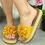 TIARE Yellow Summer Mules Sliders Wedge Shoes